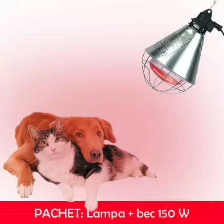 Incalzire animale de companie: caini, catei, pisici - Lampa + bec 150W