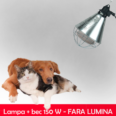 Încălzire animale de companie FĂRĂ LUMINĂ: câini, căței, pisici - Lampa + bec 150W-Incalzire animale de companie 