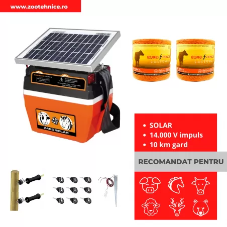 Kit gard electric animale domestice solar 12v 10km